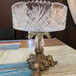 $$$ American Brilliant Cut Crystal Compote Bowl VTG Mid-Century $$$